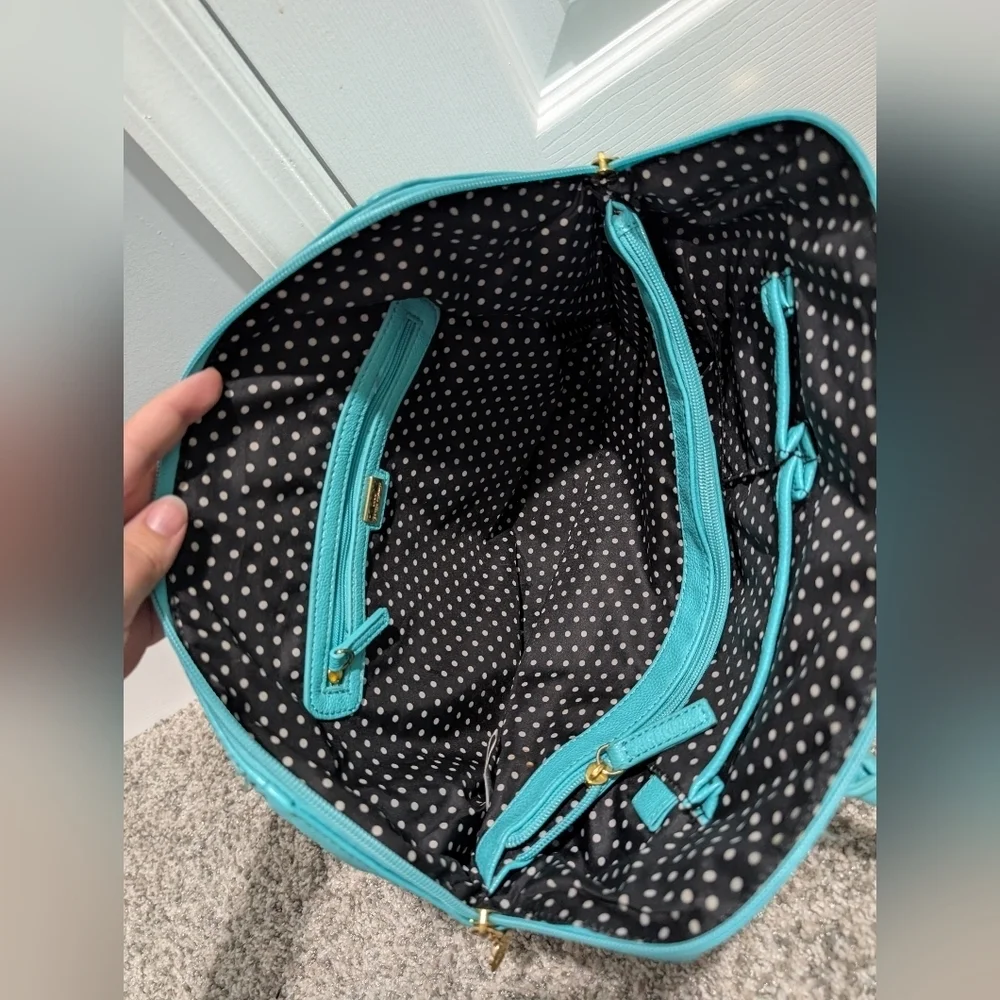 Lulu by Lulu Guinness Turquoise Blue Satchel with Gold Hardware